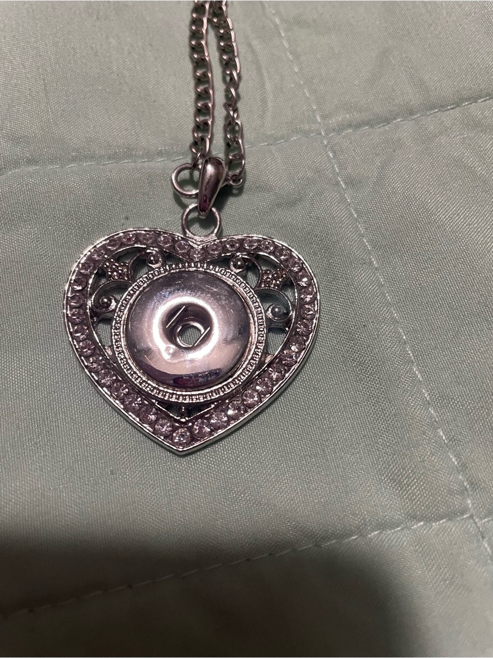 Heart-Shaped Silver Snap Charm Necklace - Women's Jewelry